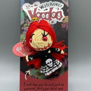 Watchover Voodoo Doll Keychain Goth Girl - Red and Black